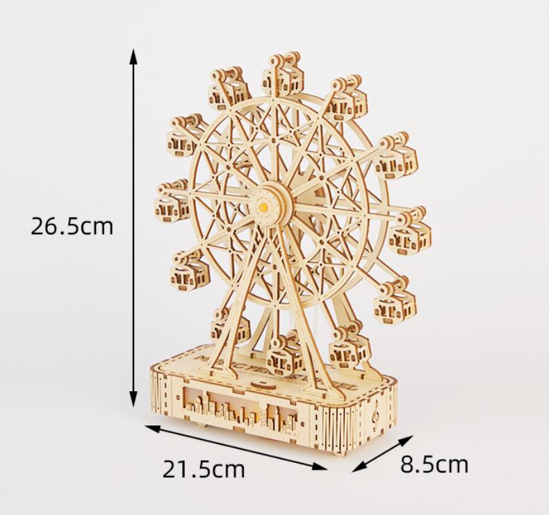 DIY 3D Wooden Ferris Wheel Puzzle: High Difficulty Mechanical Music Box Model