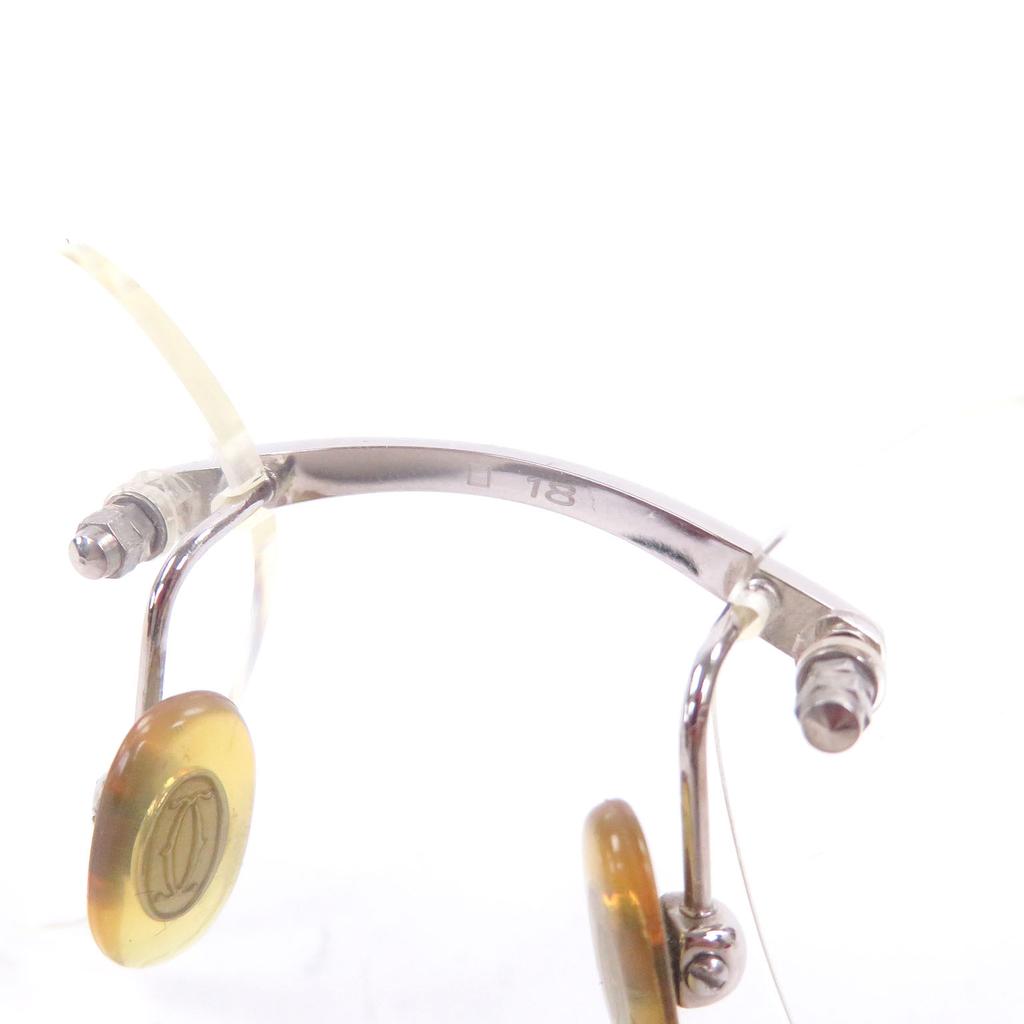 Очень хорошие очки Cartier 135 Боковая сторона Алмаз 2P Две точки Серебряный бриллиант Мужские Б/у