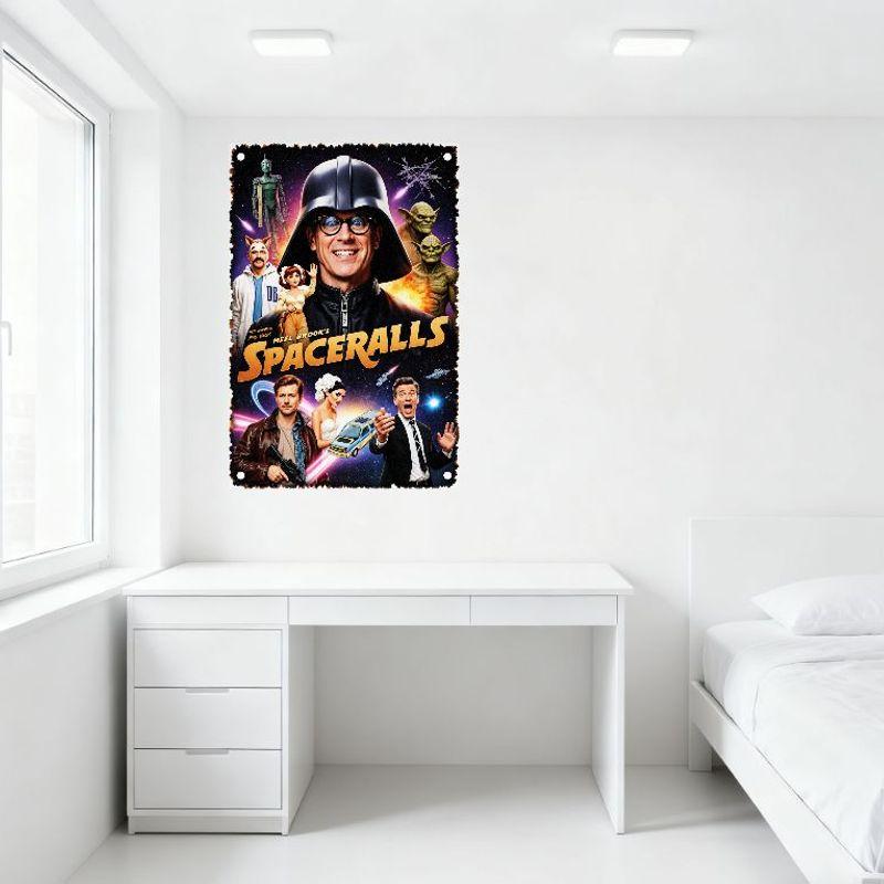 Vintage 'Meet Brooks’ Spaceralls' Sci - Fi Movie Poster Distressed Retro Tin Sign for Home Bar Man Cave Decor