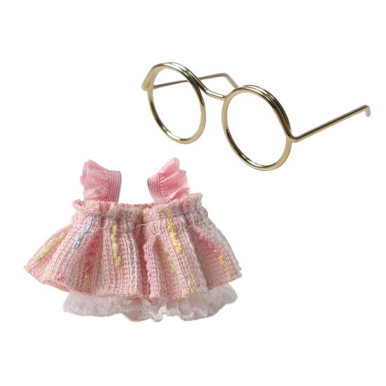 1 Set Cute Hamster Costumes Mini Princess Dress And Metal Round Glasses Chipmunk Dress Up Outfit for Small Pets Daily Wear