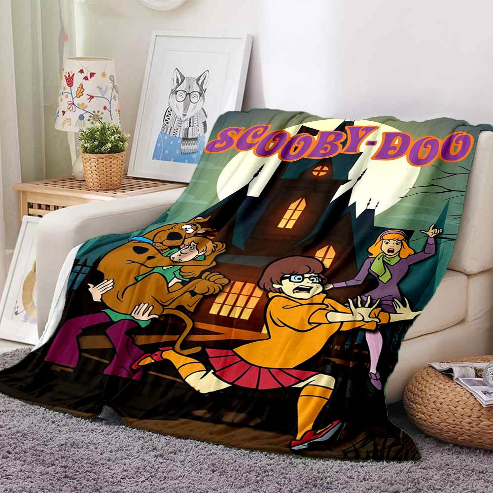 1Pc Scoobydoo Mystery Night Flannel Blanket, Soft And Comfortable, Casual Warm, Camping Travel, Christmas, Halloween Xmas Gift L1267
