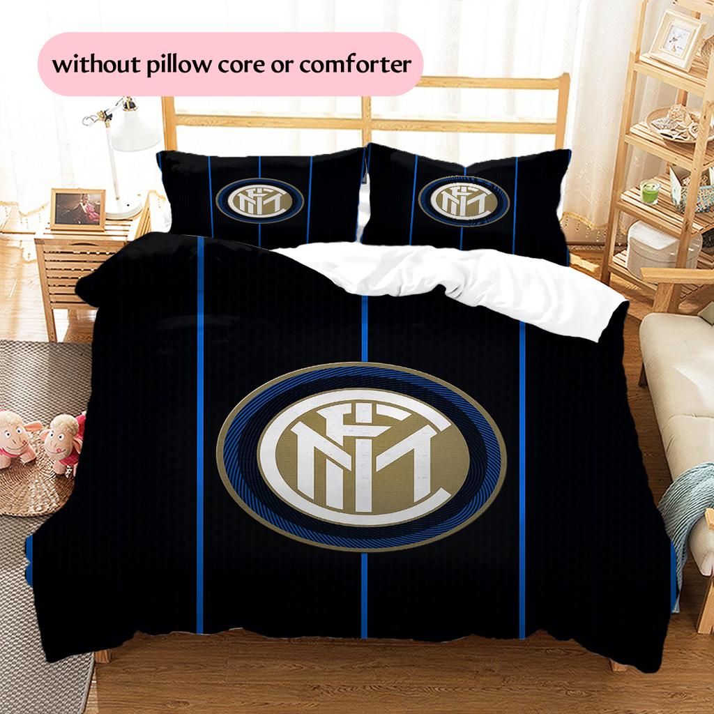 Постельное белье с узором ФК Интер Милан Декор для дома Подарок на день рождения (1 пододеяльник + 2 наволочки, без наполнителя)