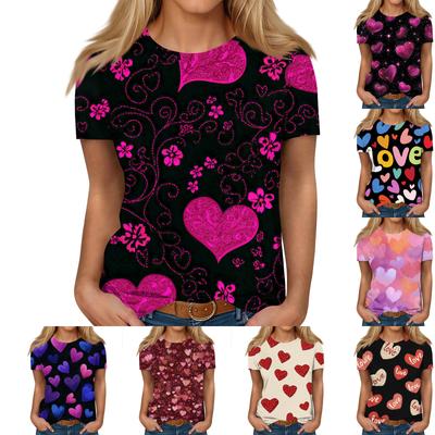 Женский повседневный модный топ/футболка с коротким рукавом с принтом ко Дню святого Валентина