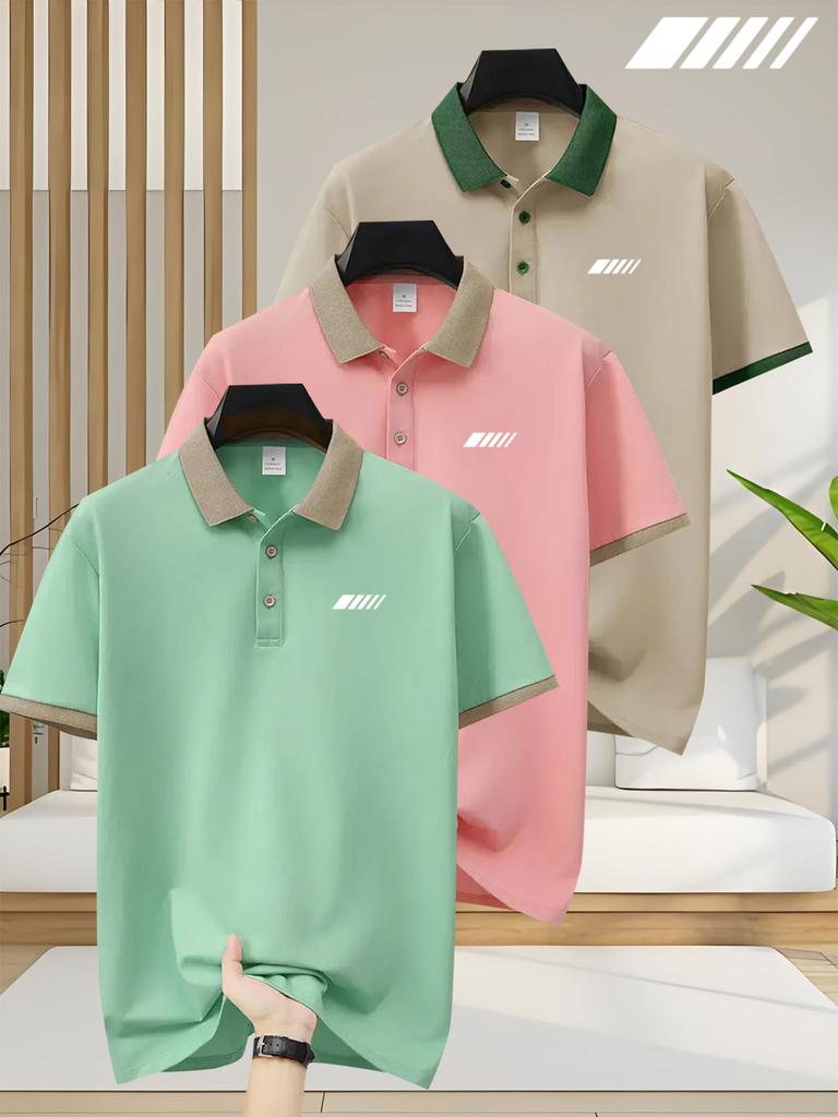 3Pcs Men's Multipack Polo Shirts Premium Soft Fabric Short Sleeve Golf Work Casual Everyday Shirts