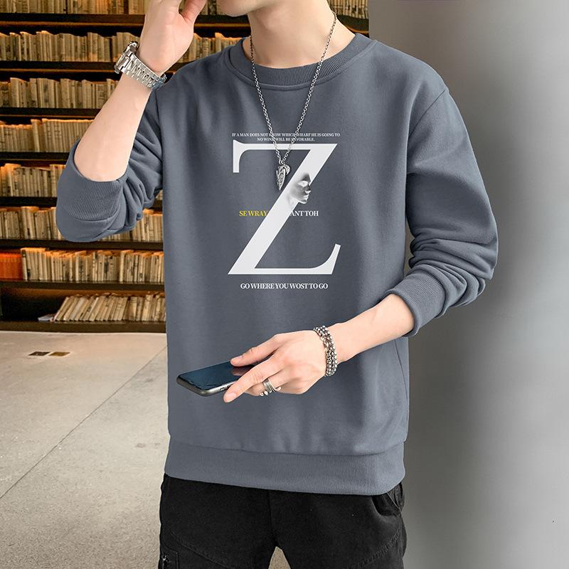 Весенний новый свитер мужской свободный повседневный топ с принтом пуловер мужская молодежная футболка с длинным рукавом мужская одежда
