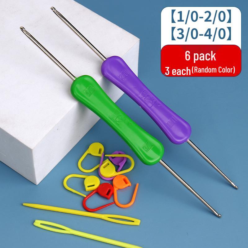 Набор двусторонних инструментов для вязания крючком и спицами: Мелкие крючки для свитеров, шапок, тапочек, сумок
