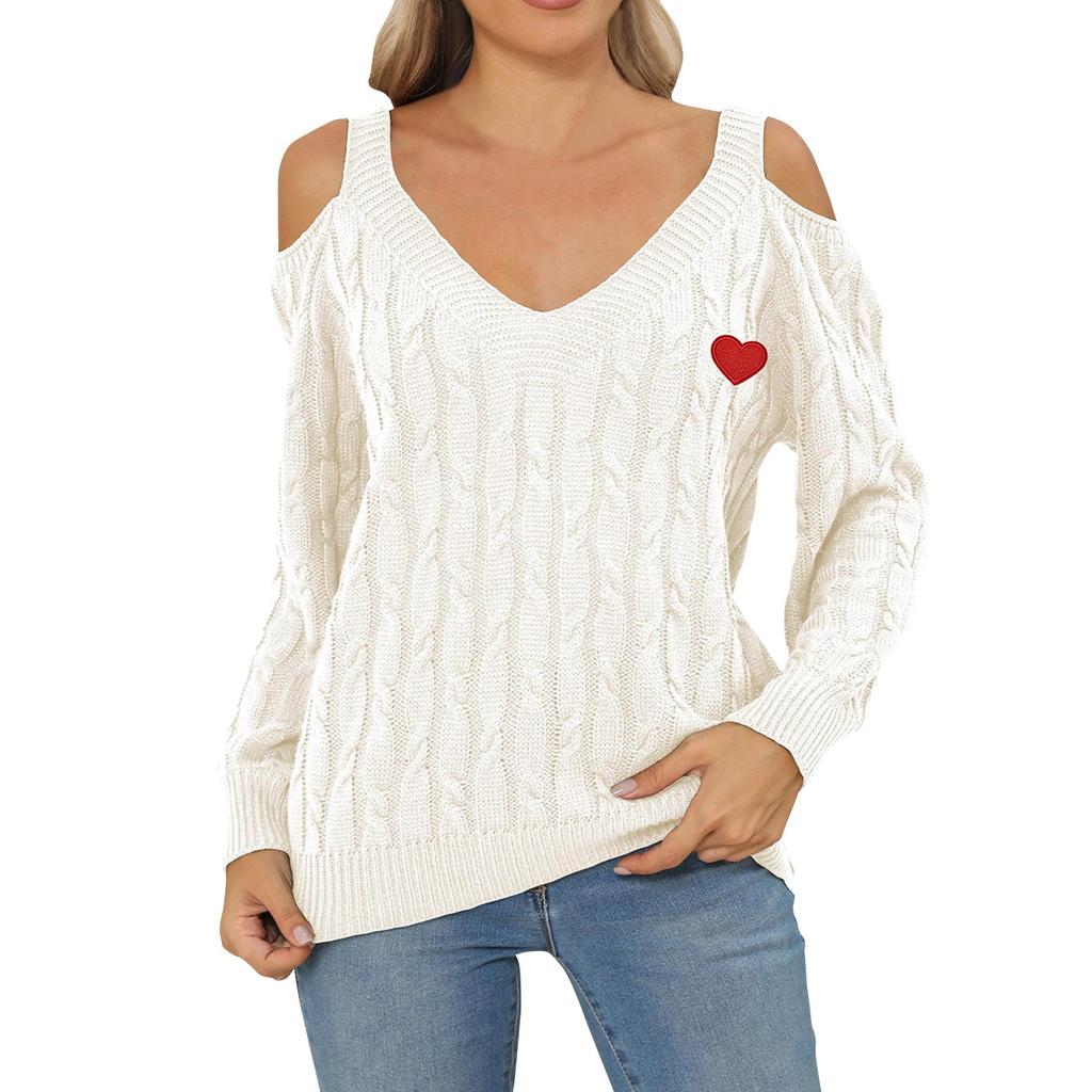 Женский повседневный модный удобный глубокий V-образный вырез, сексуальный свободный пуловер с открытыми плечами, свитер, женские топы