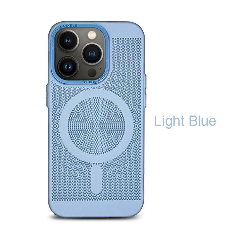 Heat Dissipation Magsafe Magnetic Case For iPhone 14 15 Plus 13 12 11 Pro Max Metal Lens Frame Matte Breathable Grid Hard Cover