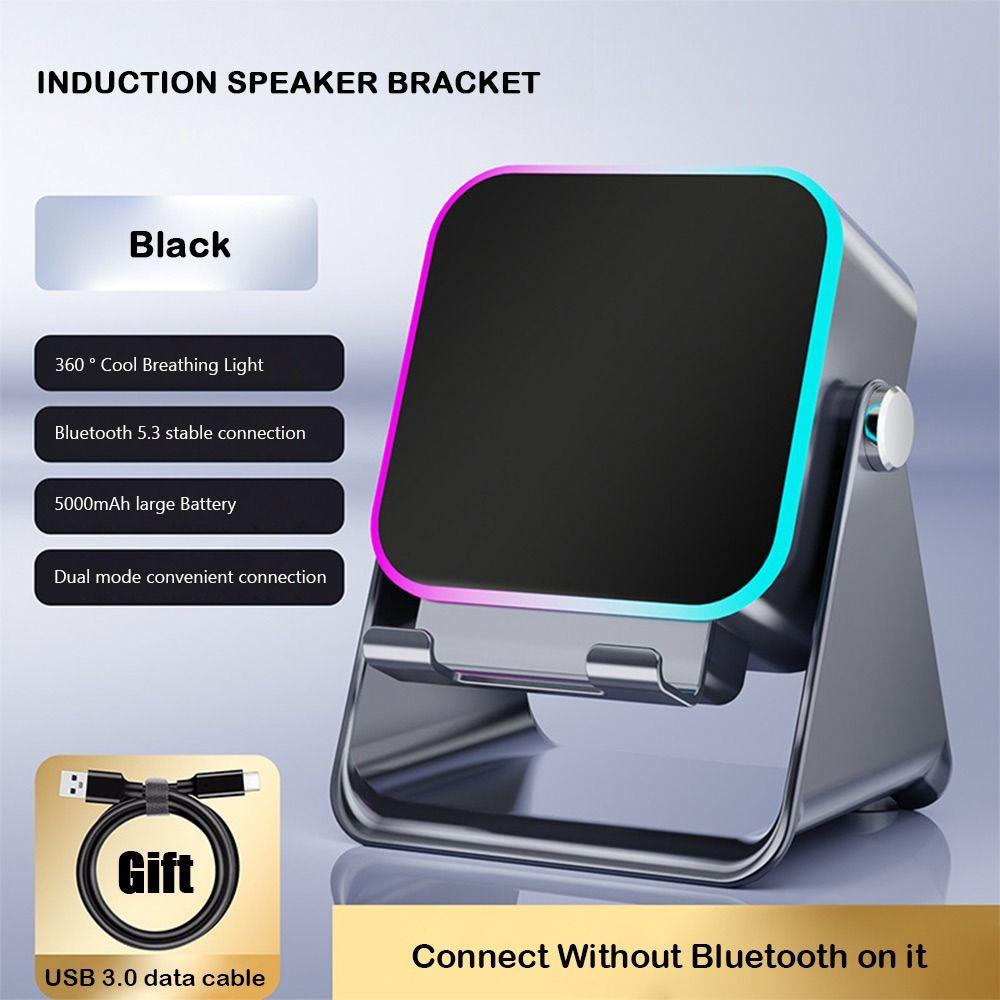 Auto-induction Bluetooth Speaker RGB Ambient Light Phone Stand  Compatible with Most Phones