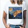 Oil Painting Cat Women's Fashion Personality Spoof Classic Oil Painting T-shirt Women Clothing Tops Harajuku Aesthetic Oversized