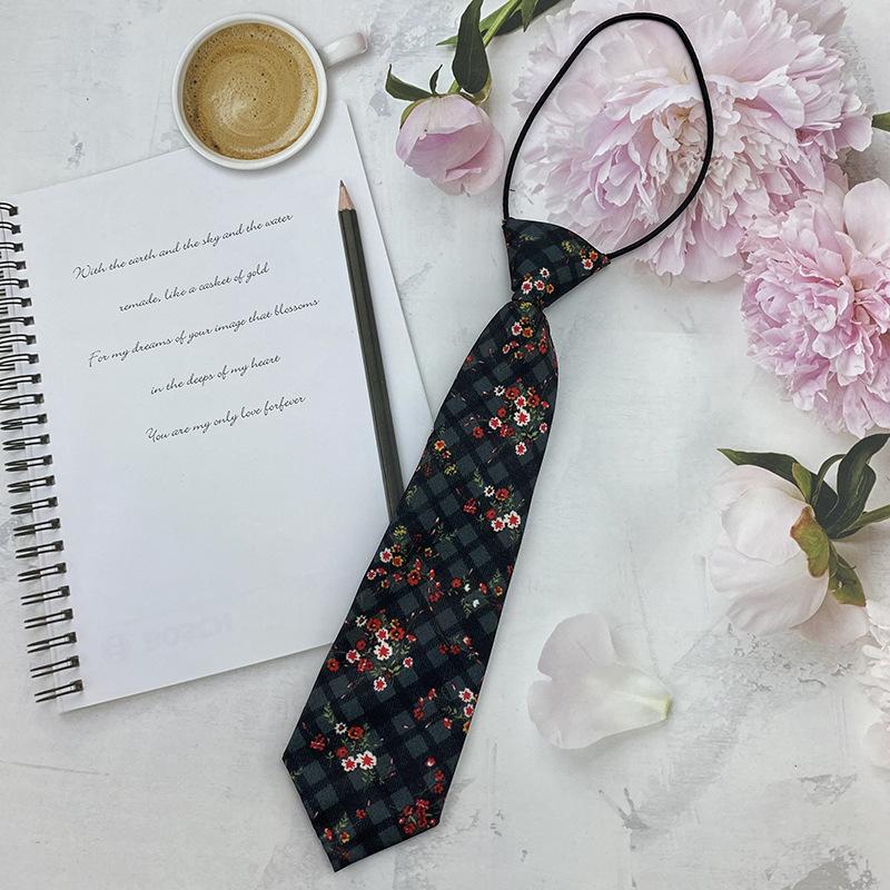 Homemade Small Tie Ins Short Cartoon Floral Printing Retro Chiffon Cute Personality Free Jk Women'S Tie Factory