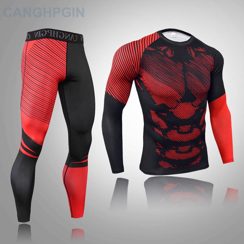 2 шт., комплект термобелья для мужчин Long Johns, леггинсы для фитнеса, компрессионный спортивный костюм, нижнее белье