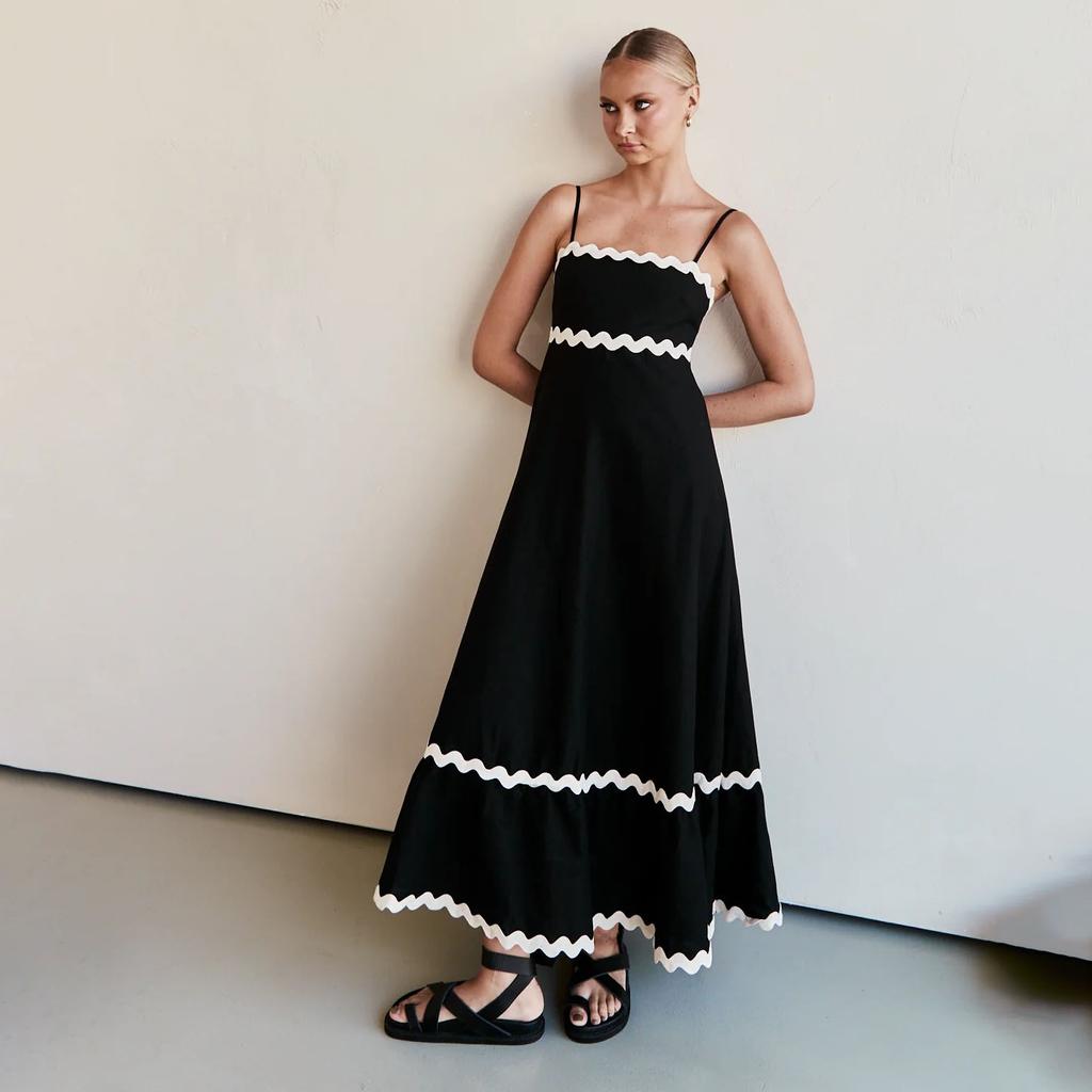 Летний стиль, сплошной цвет, кружево, элегантное платье с лямкой на шее, большие качели, платья