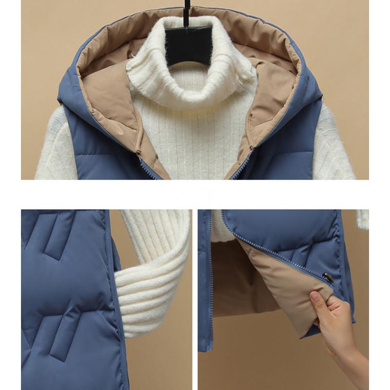 Большой размер новый двухсторонний жилет женский зимний жилет средней длины корейский стиль осень и зима пуховый жилет хлопковый утолщенная куртка