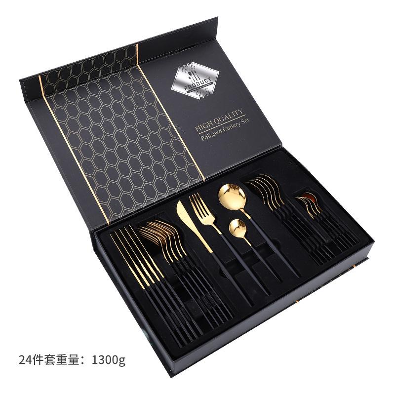 Stainless Steel Tableware Knives, Forks and Spoons 24-piece Set Western Tableware Steak Knife Gift Box Set