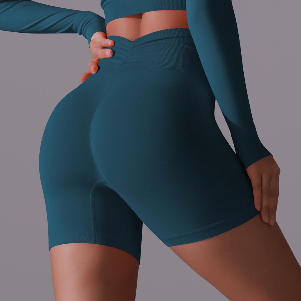 Женские бесшовные спортивные шорты с высокой талией, шорты для тренировок в тренажерном зале, шорты персикового цвета для фитнеса, йоги, леггинсы