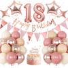 Розовое золото Флаг для вечеринки в честь дня рождения Композиция из воздушных шаров Втыкающийся Цифровой Алюминиевый фольгированный шар Набор для ежегодного украшения