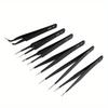 6pcs ESD Safe Stainless Steel Tweezers Set Anti-Static High Precision for DIY Electronics Repair & Model Building Ergonomic Grip with Protective Cover