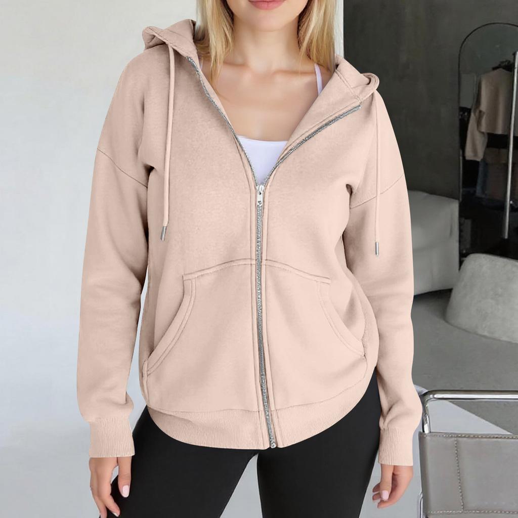 Womens Zip Up Hoodies Oversized Sweatshirts Fall Fashion Outfits Casual Jackets