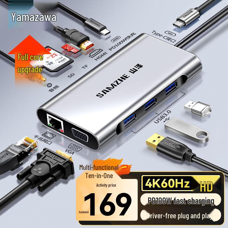 Станция-хаб ShanZe USB-C к Gigabit Ethernet USB 3.0 RJ45