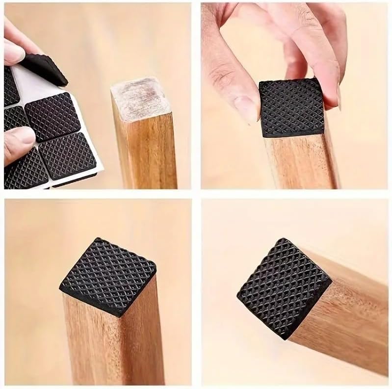 30pcs Silent Chair Leg Protectors Anti-Slip Noise-Reducing Self-Adhesive Furniture Pads Protect Floors for Dining Chairs, Tables, Black