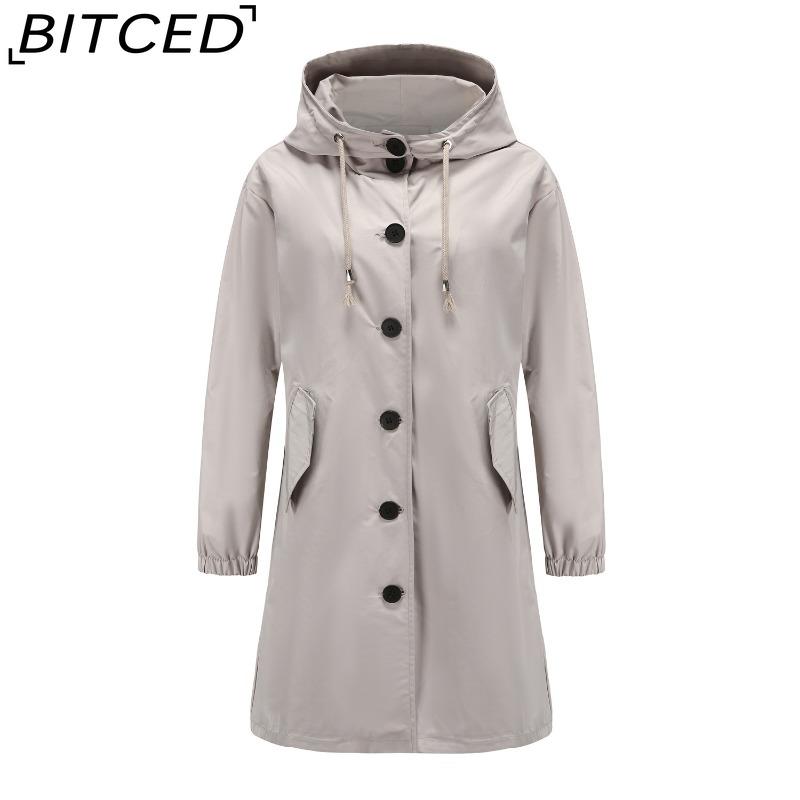 BITCED Осенне-зимний водоотталкивающий тренч с капюшоном, женское повседневное длинное пальто свободного кроя, больших размеров, верхняя одежда для улицы от дождя