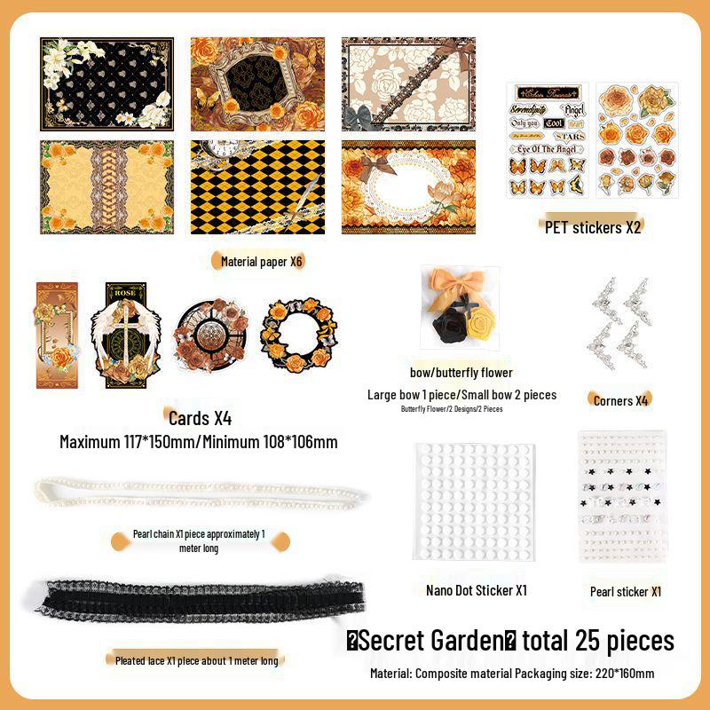 Счастливая лента кружево ита-бэг: Красный бумажный фон, наклейки для красоты и дырокол