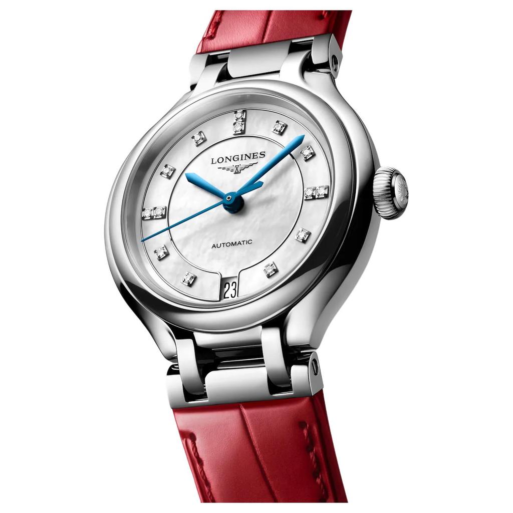LONGINES Elegant Series Automatic Mechanical Movement Elegant Simple Women's White Dial Stainless Steel Case Crocodile Leather Strap L8.124.4.87.2