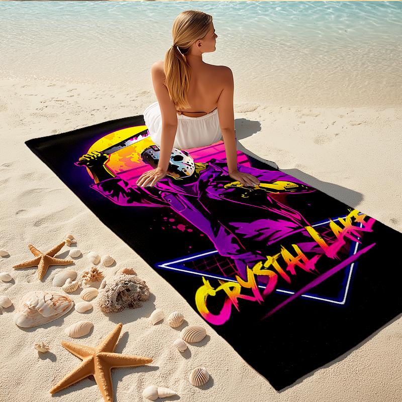 1Pc Crystal Lake Horror Beach Towel Quick Dry Multiuse For Beach Pool Gym Yoga Home Travel Christmas Halloween Xmas Gift En123