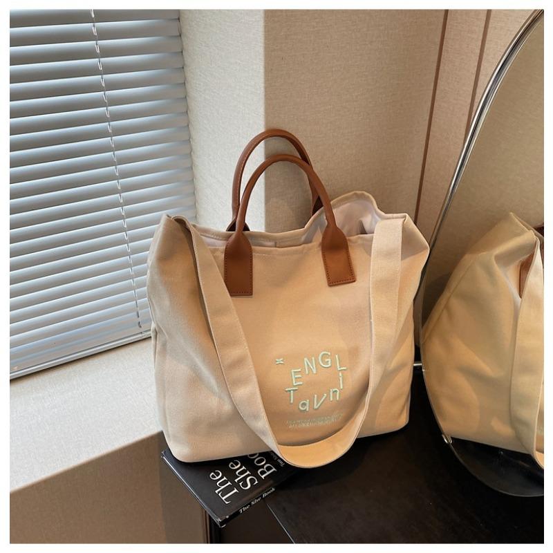 Canvas Bag Women's Large-capacity New Summer Versatile Casual Shoulder Messenger Bag College Student Tote Bag