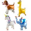 4D Cartoon Foil Balloons Elephant Stand Walking Balloon With Wheel For Kids Birthday Party Decoration Baby Shower