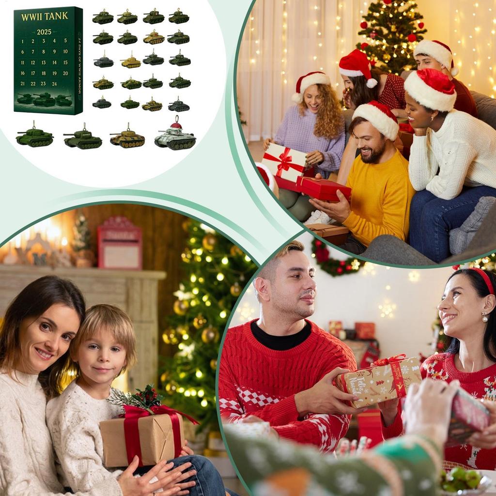 24 дня Рождественский календарь обратного отсчета Рождественская елка Модель танка Новогодний Рождественский подарок Адвент Знаковый танк Украшение Календарь
