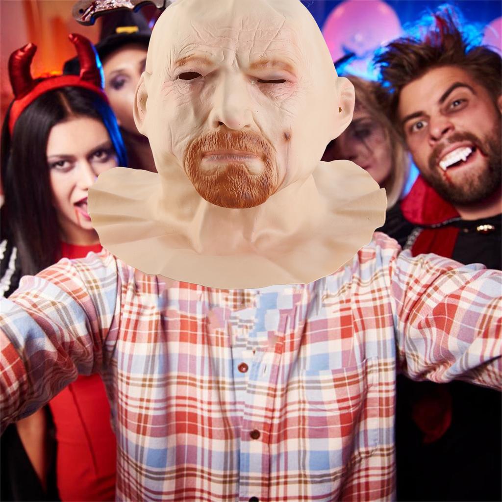 Old Man Face Cover Halloween Latex Headgear Scary Halloween Cosplay Party Props