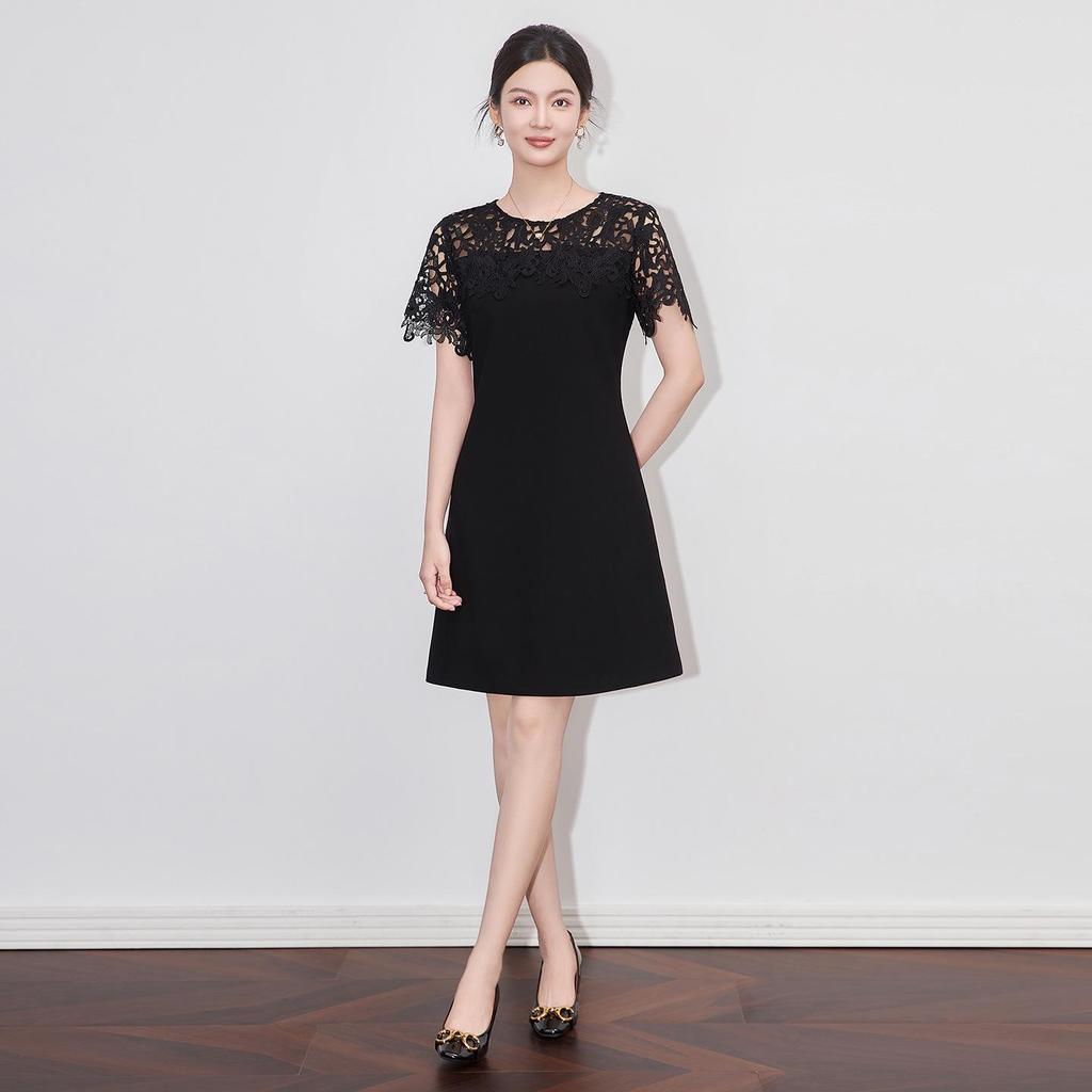 Высококачественное женское летнее А-силуэтное платье с кружевной вышивкой