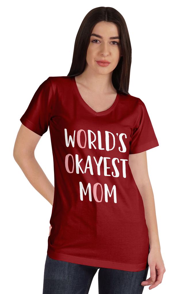Inkmeso World  S Okayest Mom Graphic Tshirt Short Sleeve Mother  S Day Gift