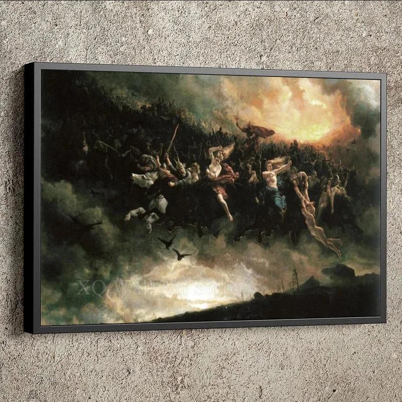 Дикая Охота Одина Питер Николай Арбо винтажный постер антикварная картина репродукция печать на холсте мифологическая настенная живопись домашний декор