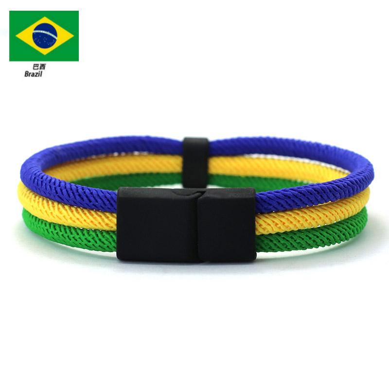 Noter New Novel Flag Color Bracelet For Men 4mm Nylon Cord Chain Braclet Openable Magnet Buckle Spanish Ukrainian Symbol Braslet