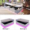 Upholstered Bed 90 x 200 cm, with LED Lighting, Type-C and Two USB Ports, L-Shaped Backrest, Velvet, Hydraulic Bed Frame, Grey (Mattress not Included)