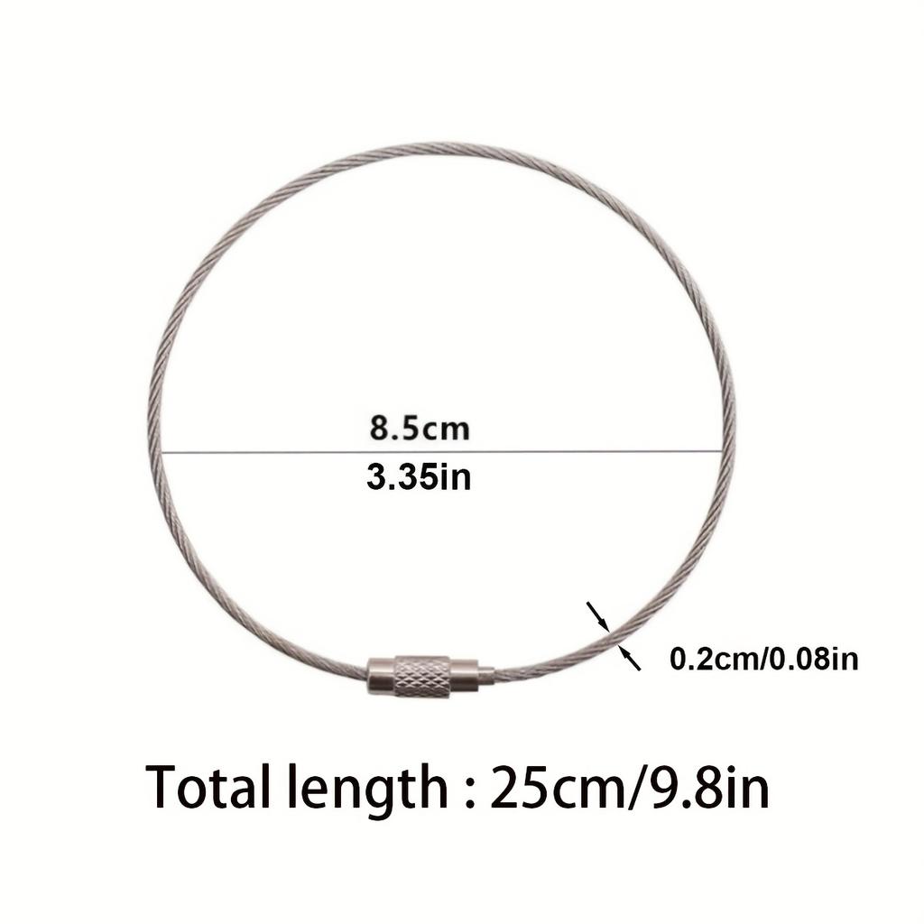 100 Pcs/Pack Stainless Steel Wire Keychains, Cable Key Rings, Heavy Duty Luggage Tags, Loops Tag Keepers, Twist Barrel