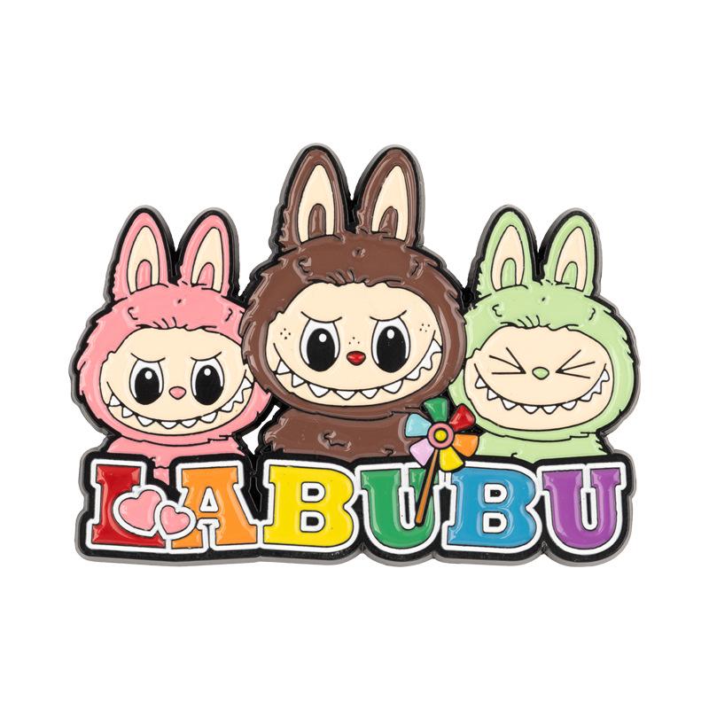 Labubu Cartoon Creative Metal Fridge Magnet – Cute, Strong Magnetic Decoration.