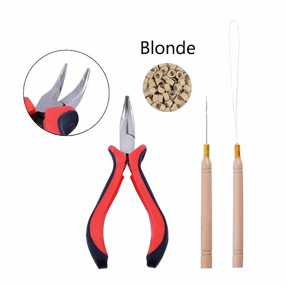 1 бутылка/100 шт. 5 мм микро звенья/бусины + 2 шт. игла для вытягивания + 1 шт. плоскогубцы для наращивания волос набор инструментов