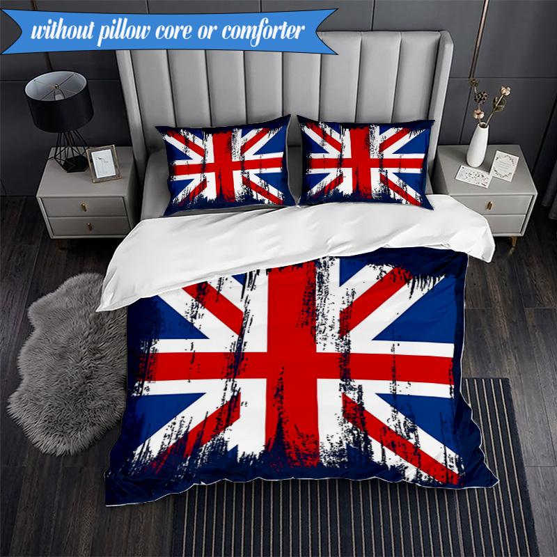 3PCS British Flag Artwork Bedding Set 2D Printing (Includes 1 Duvet Cover + 2 Pillowcases Coreless), Bedroom decor,Fan gift