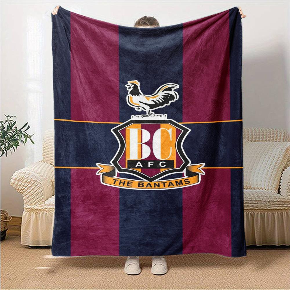 Фланелевое одеяло с принтом Bradford City AFC Высококачественное Теплое Удобное Покрывало для Всех Сезонов Идеально для Подарков Декор Дома