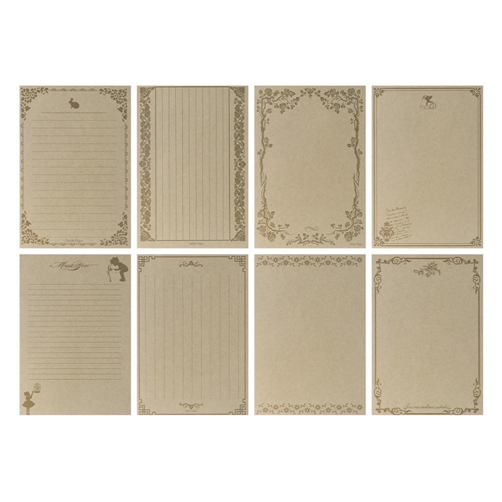 8 Sheets A5 Vintage Blank Kraft Letter Paper Retro Writing Paper A5 Lined Stationery Paper Letter Stationery Paper Set
