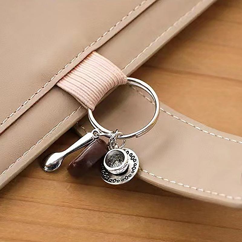 1Pc Afternoon Tea Casual Keyring Simulated Mini Coffee Bean Metal Keychain Coffee Cup Tea Pot Personalized Bag Pendant