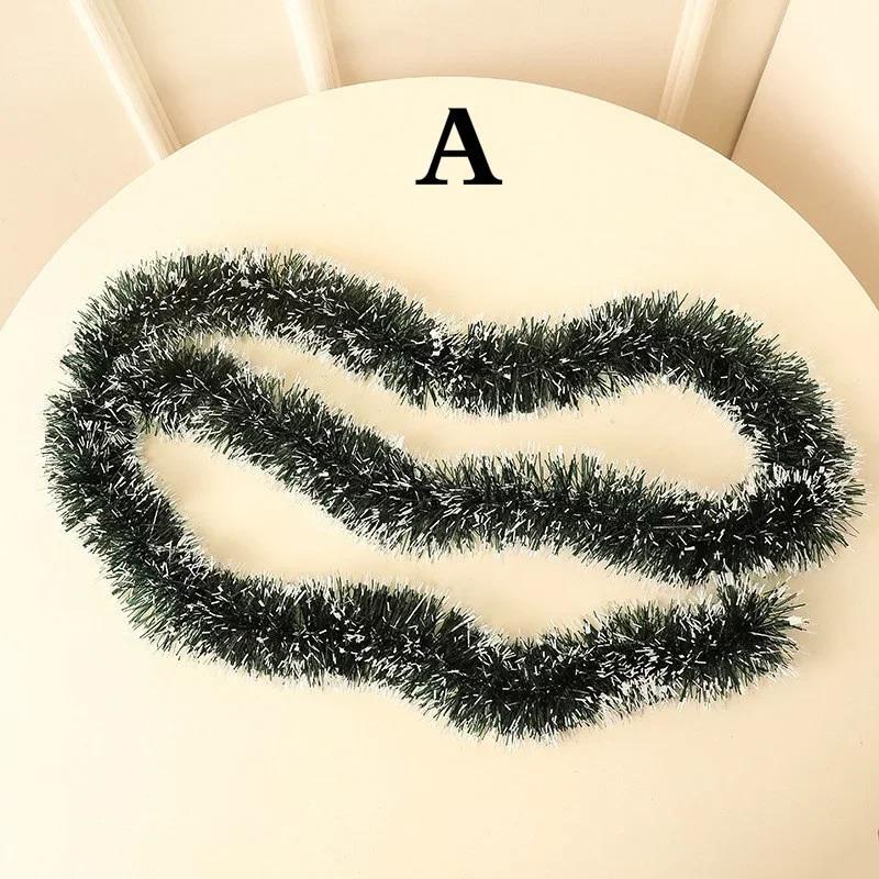 2M Green and White Border Christmas Decoration Bar Top Ribbon Wreath Tree Drop Ornaments Cane Wire Festive Party Supplies
