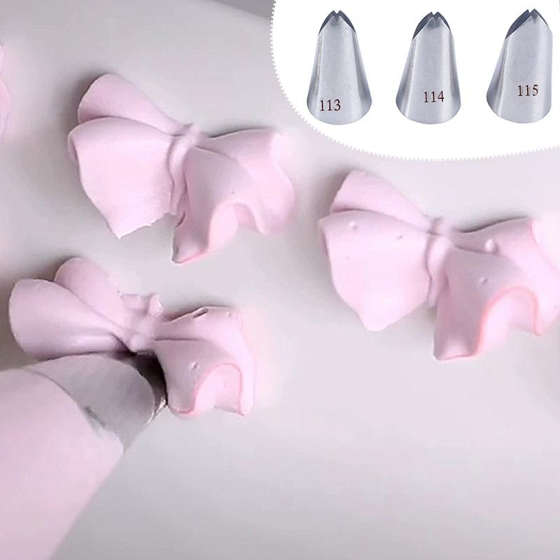 #113 #114 #115 Bow Tie Piping Nozzle Stainless Steel Icing Tip For Pastry Cup Cake Cake Cream Decorating Baking DIY Kitchen Tool