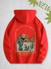 Men's Loose Trendy Hooded Sweatshirt with Arizona Desert Print, Fall/winter Casual Daily Pullover Hooded Sports Shirt.