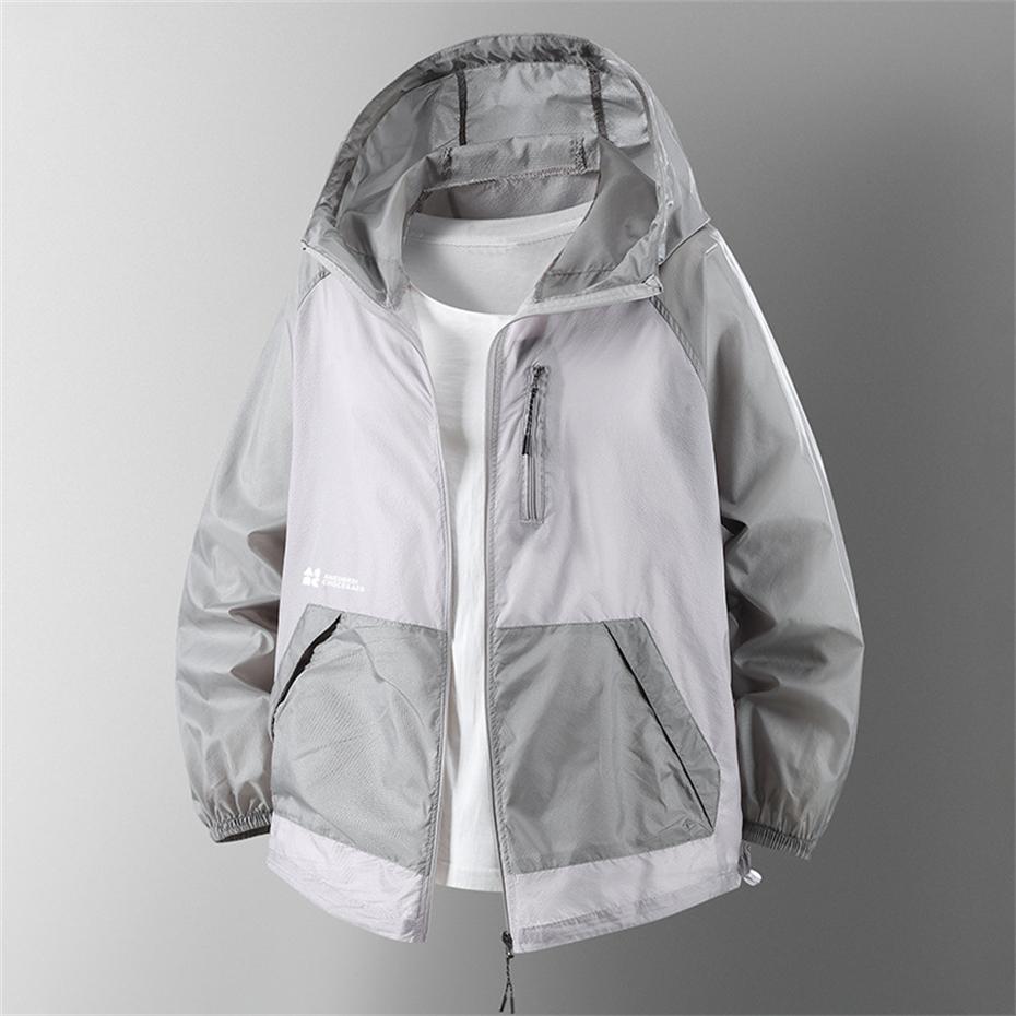 Летняя Тонкая Куртка Мужская 11XL Больших Размеров Куртки Дышащая Модная Повседневная Однотонная Куртка с Капюшоном Мужская Большого Размера 11XL