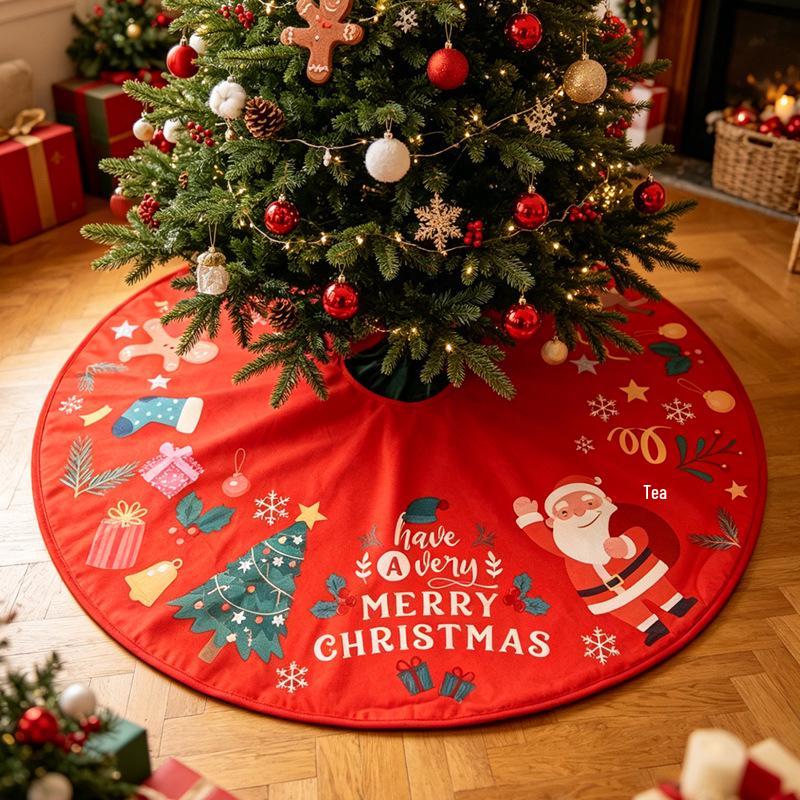 2026 Digital Print Christmas Tree Skirt: Festive Scene Decoration & Creative Apron